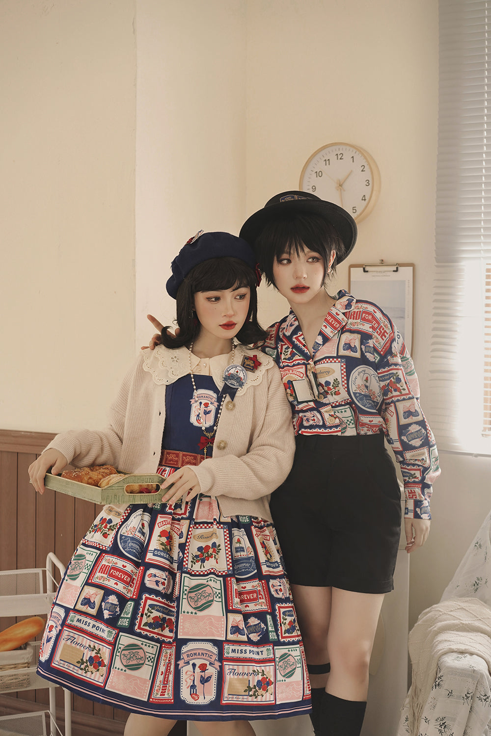 Miss Point - Strawberry Rose - Vintage American Daily Twill Print Shirt