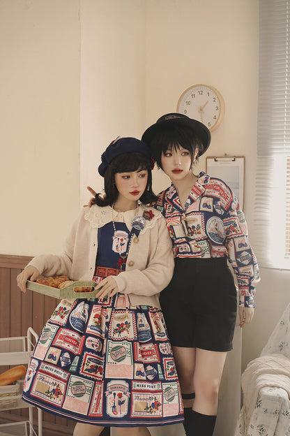 Miss Point - Strawberry Rose - Vintage American Daily Twill Print Shirt