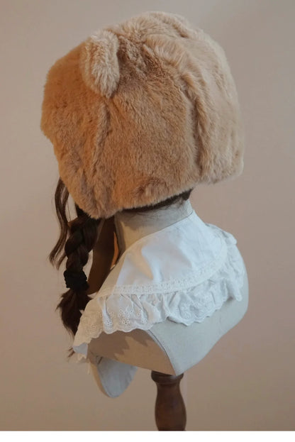 Besozealous - Winter Lolita Hat Bear Ears Hooded Hat
