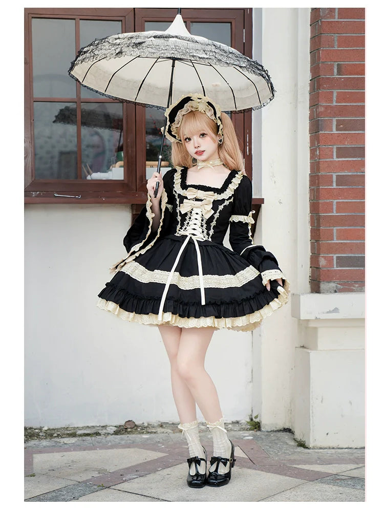 With PUJI - Chapter Seven - Spring Cotton Lolita OP Dress Doll-Like Dress