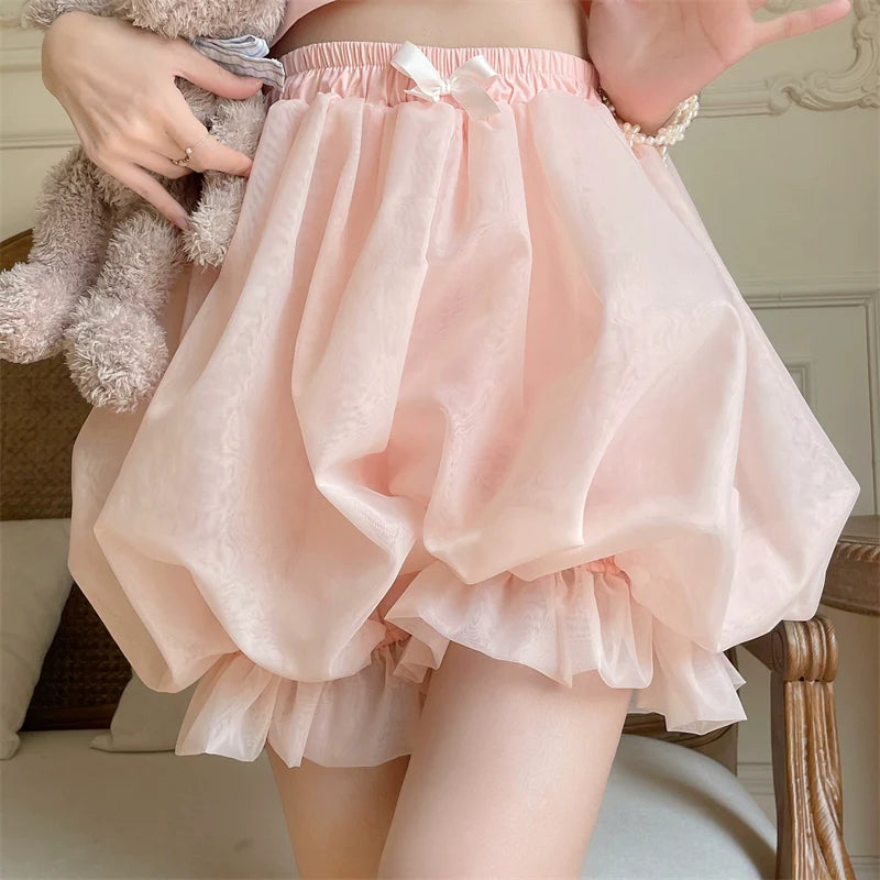 Sugar Girl - Casual Lolita Bloomer Solid Color Organza Shorts Bloomers