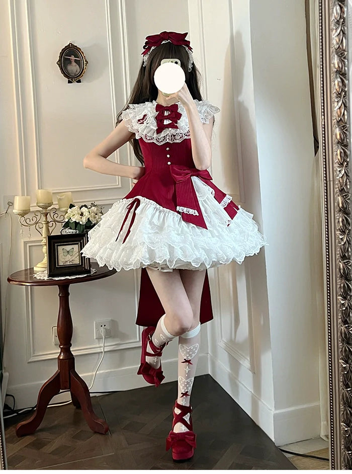 Alice Girl - Arrogant Miss - Sweet Lolita Jumper Dress with Tiered Lace Dress