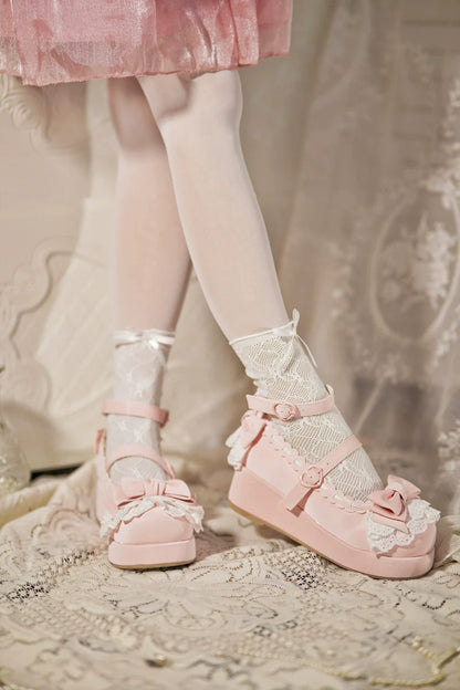 Jiujiu Lolita - Milky Puff - Sweet Lolita Heels Shoes, Round Toe With Petite Wedge