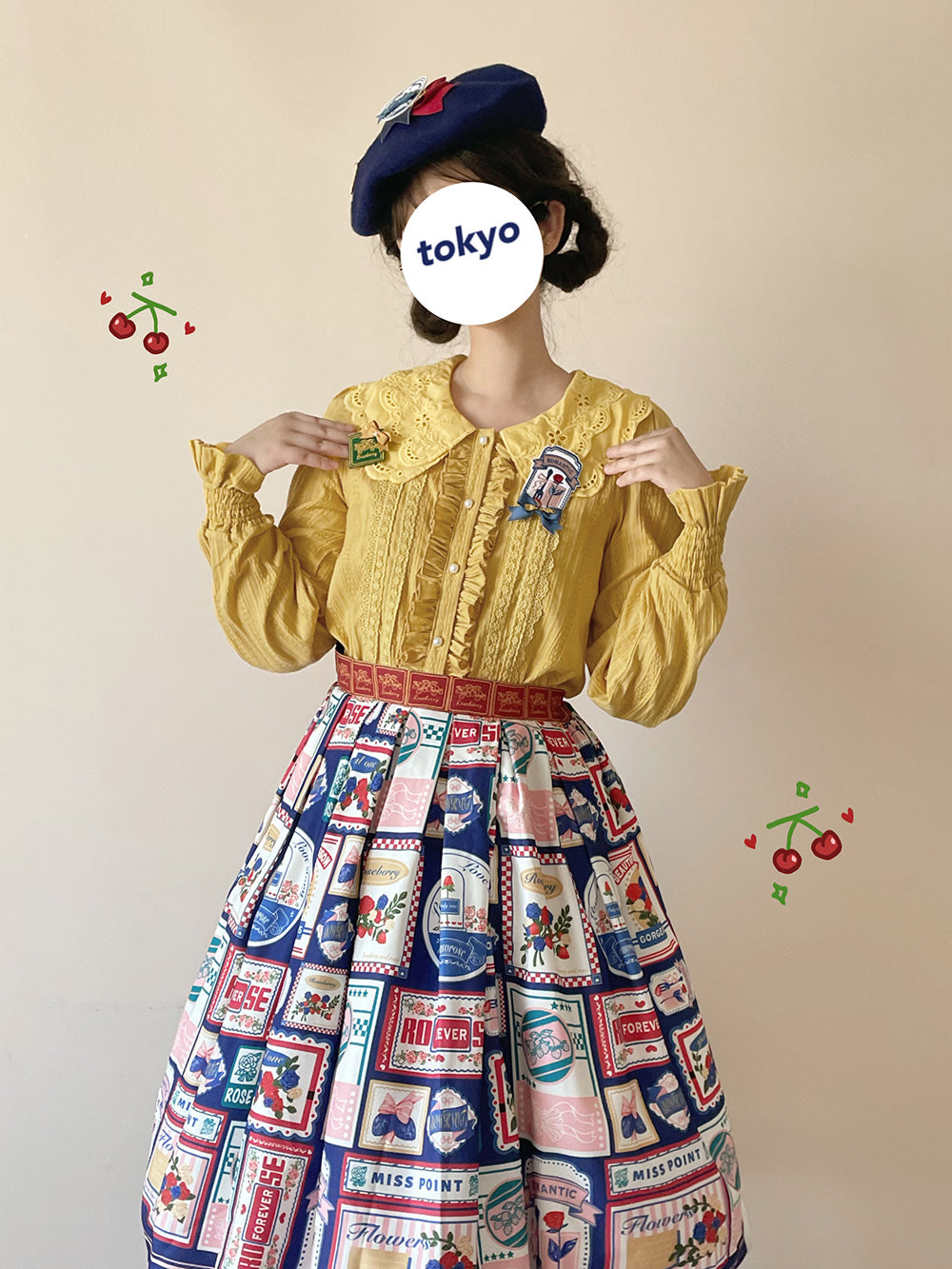 Miss Point - Strawberry Rose - Vintage American High Waist Lolita SK