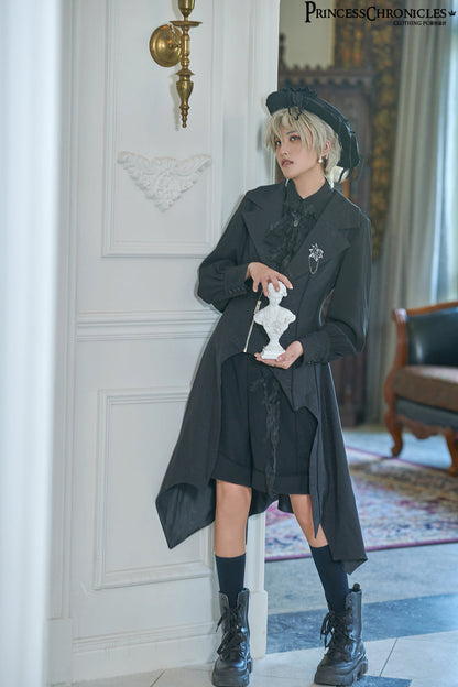 Princess Chronicles - Wind - Ouji Lolita Black Long Vest