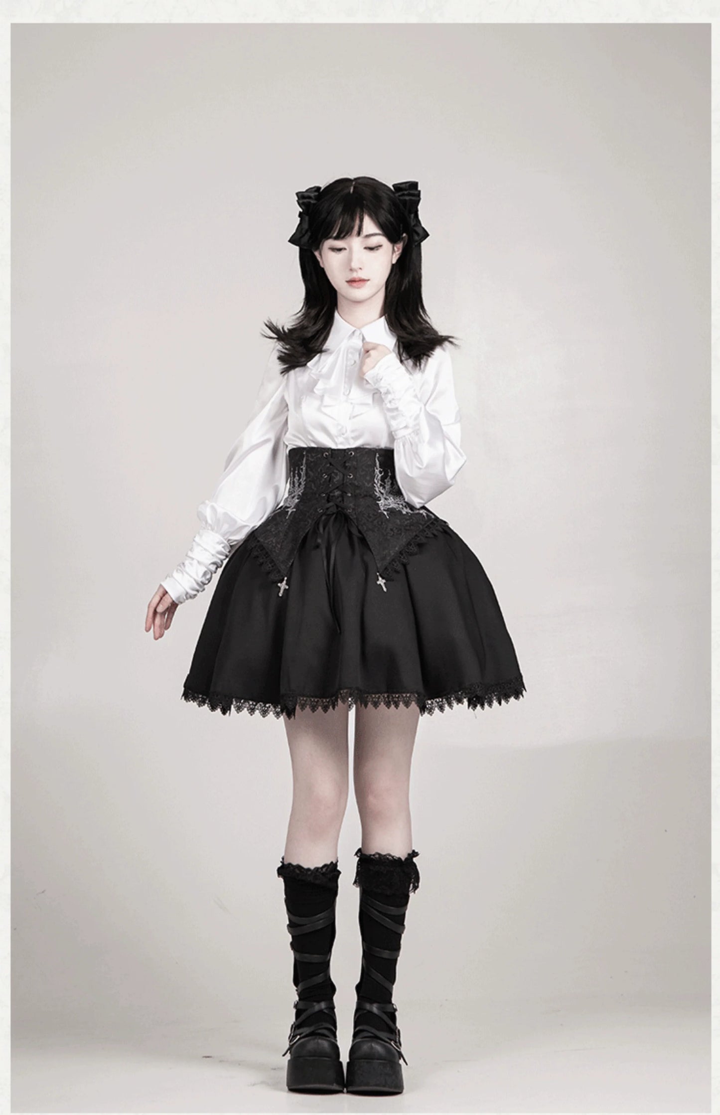 With PUJI - Thorny Night - Gothic Lolita Bust-supporting Skirt With Removable&Adjustable Strap