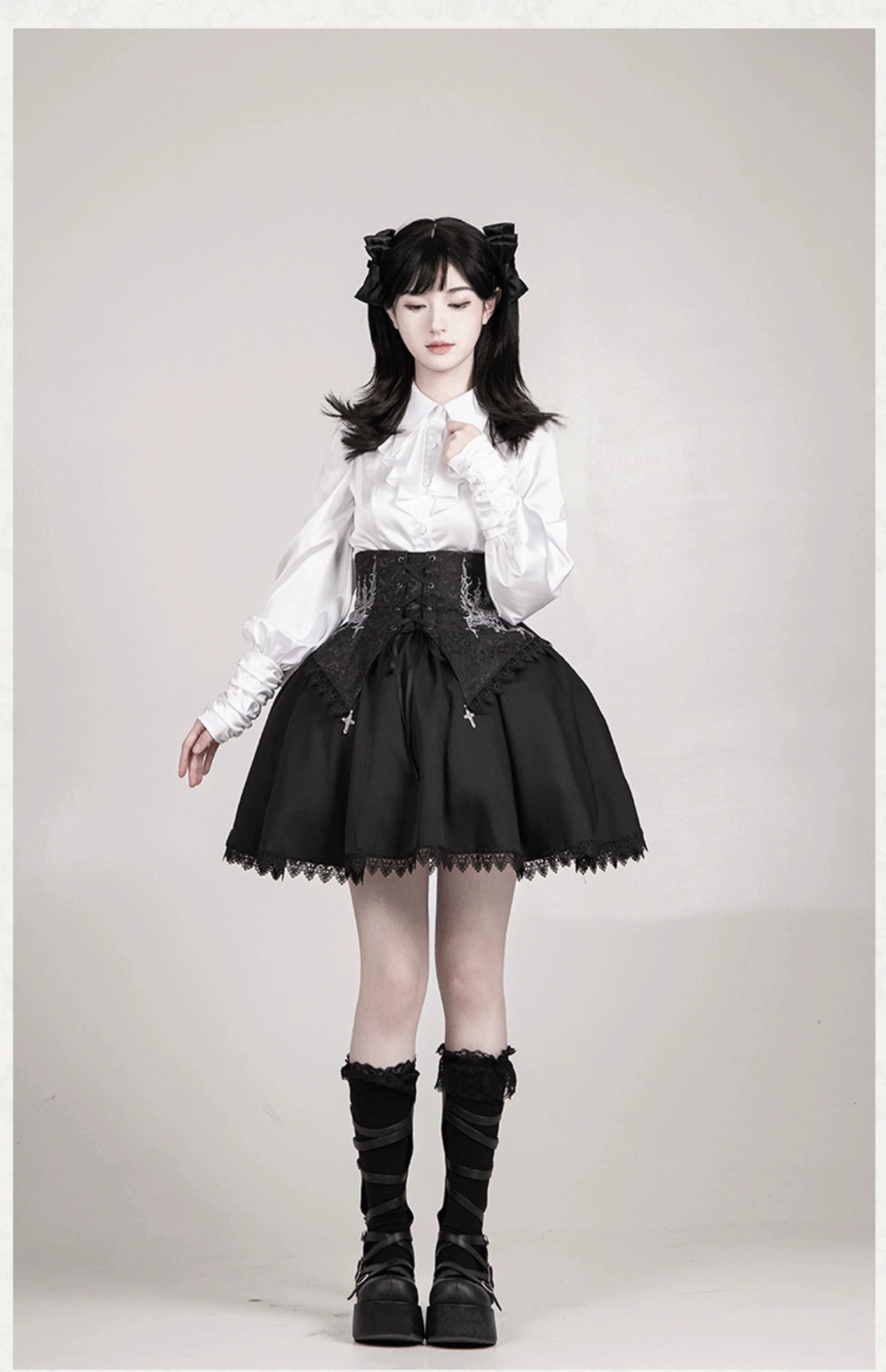 With PUJI - Thorny Night - Gothic Lolita Bust-supporting Skirt With Removable&Adjustable Strap
