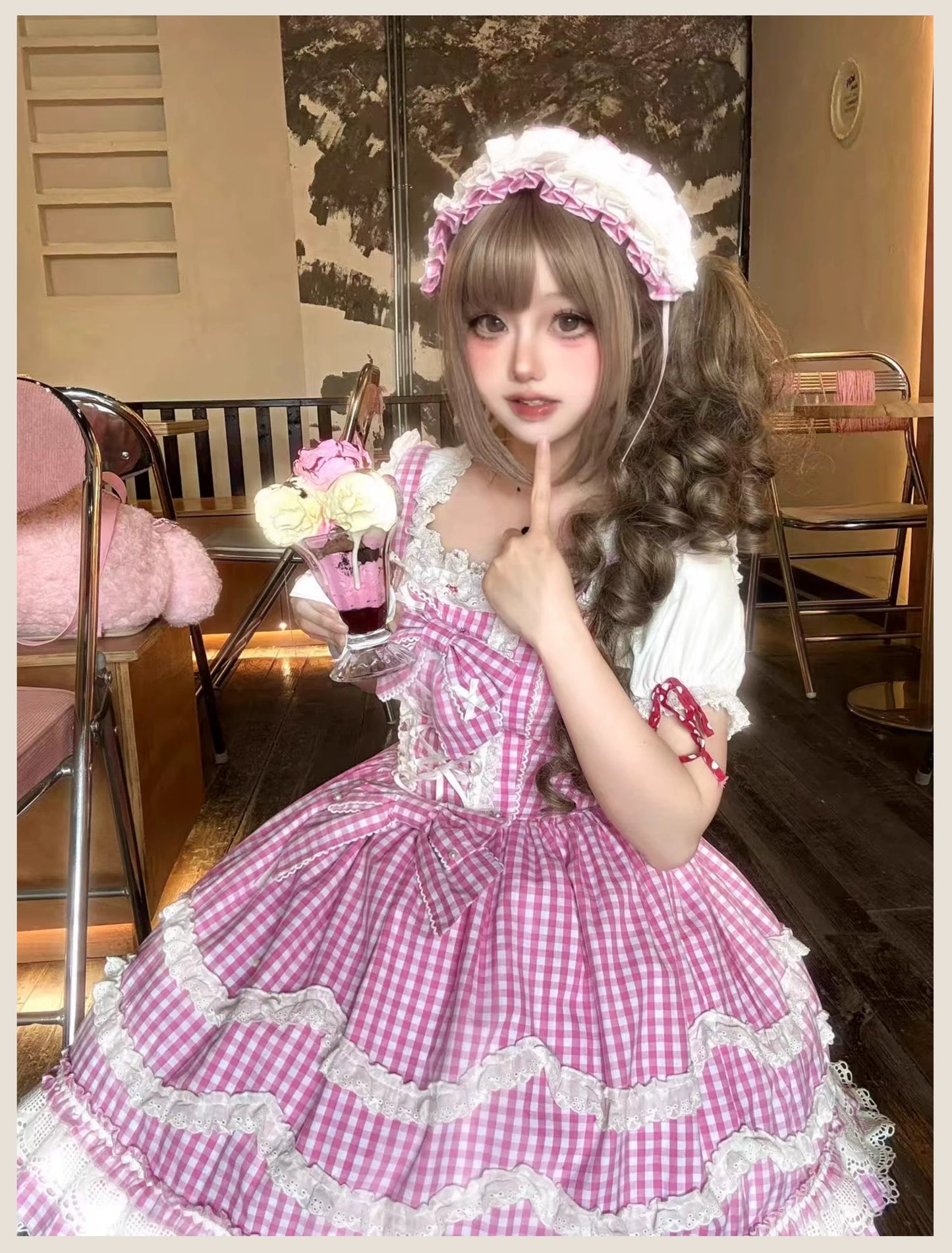 TaTaTa Lolita - Plaid Baileys - Old School Lolita Pink Plaid JSK