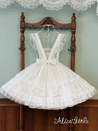 Alice Girl - Elegant Lolita Embroidered Apron with Adjustable Strap