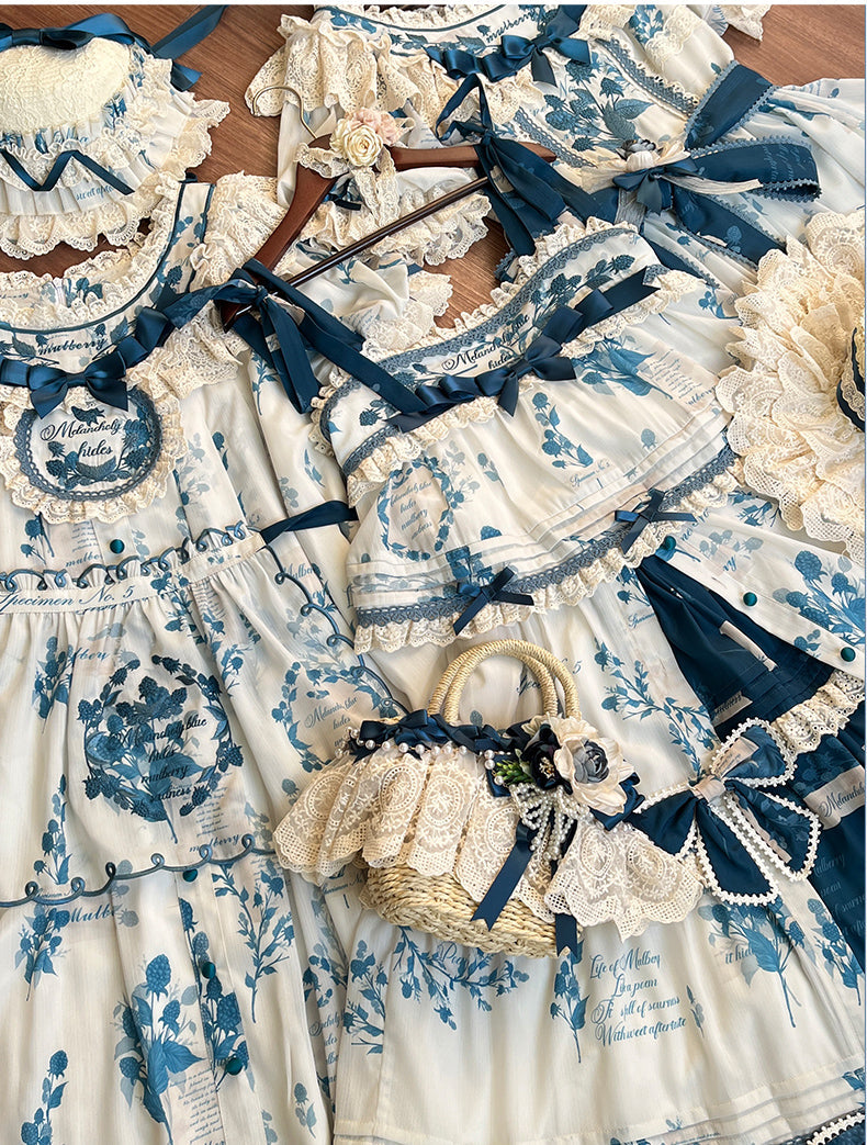 NanShengGe - Mulberry Poem - Country Lolita Printed Dress with Cardigan Set