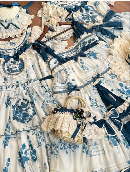 NanShengGe - Mulberry Poem - Country Lolita Printed Dress with Cardigan Set