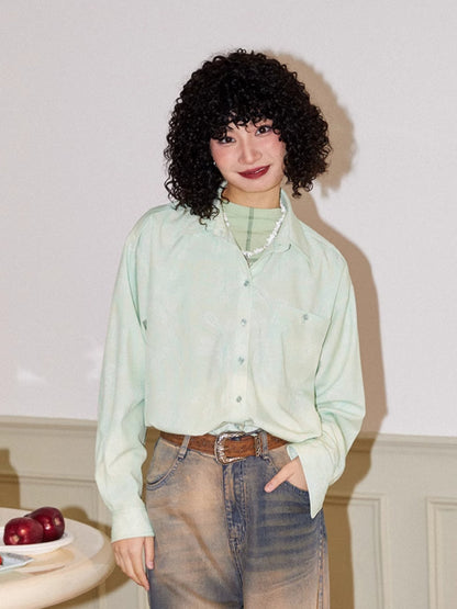 Butterfly print loose long sleeve shirt【s0000006553】