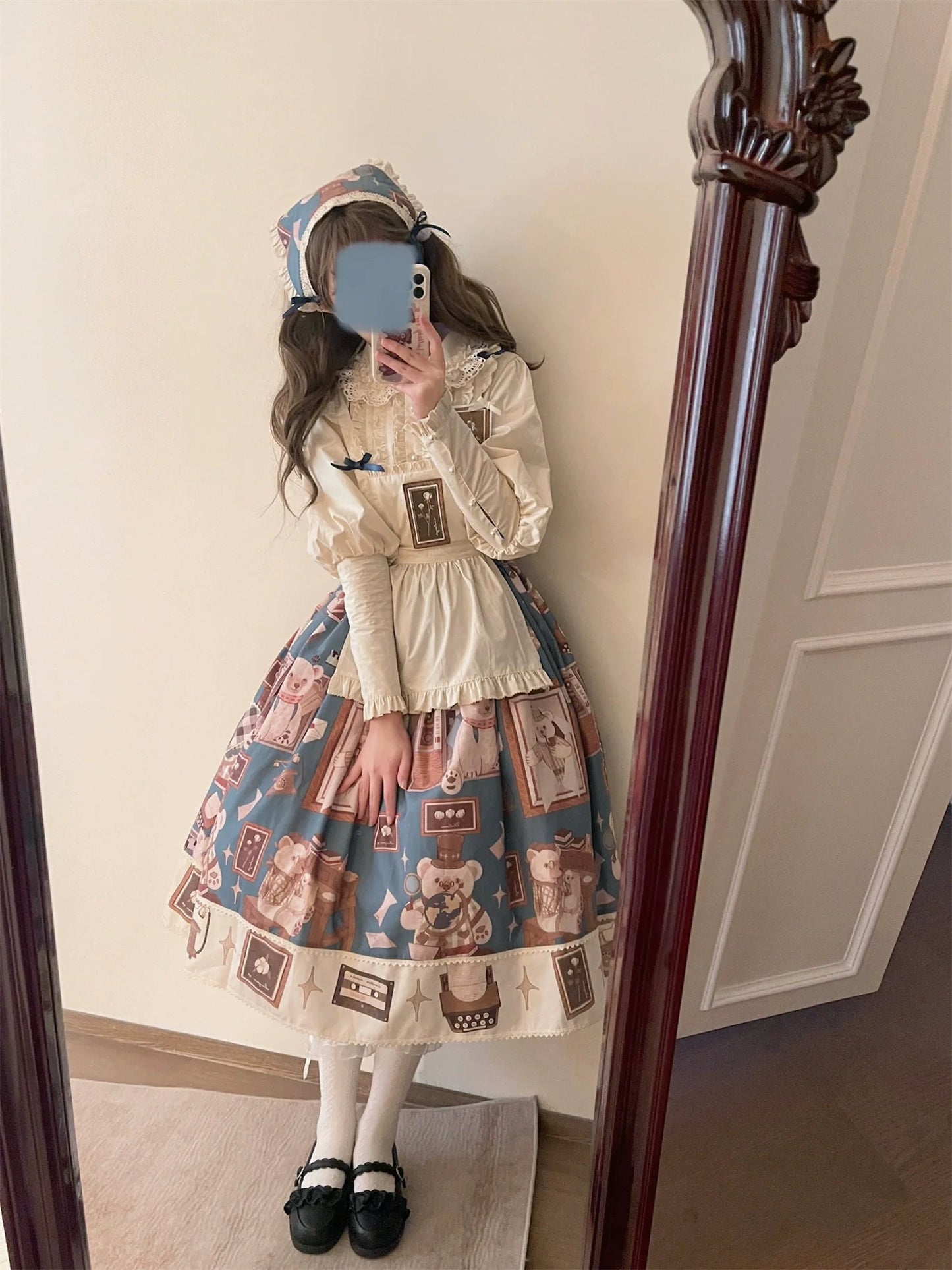 Babyblue - Gretel Bear - Vintage Lolita Dress Teddy Bear Prints Dress