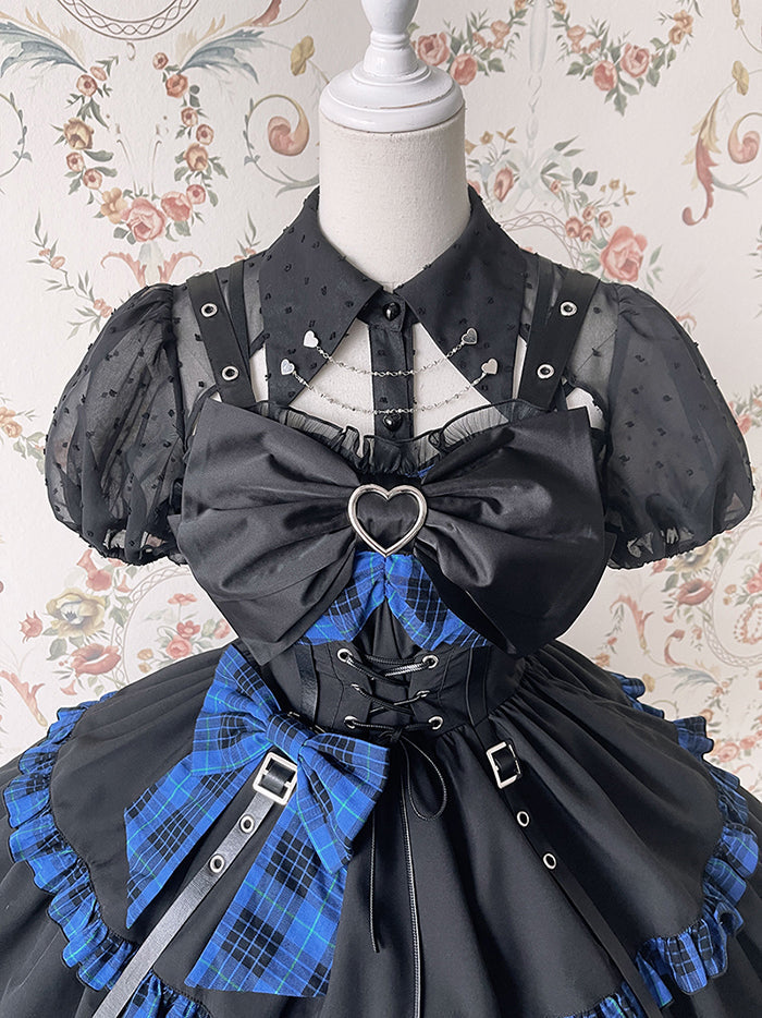 Alice Girl - Gothic Lolita Blouse Short Sleeve Black Shirt