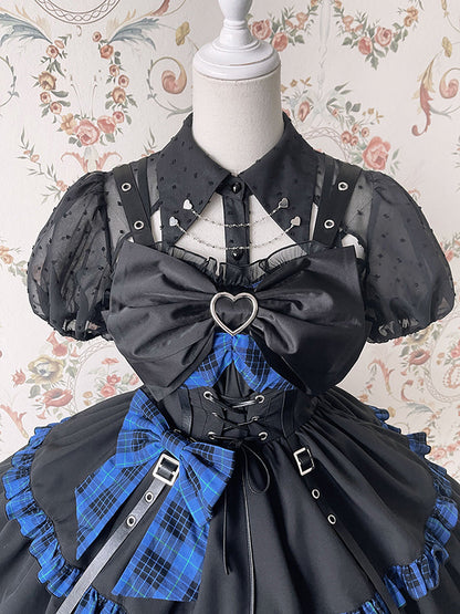 Alice Girl - Gothic Lolita Blouse Short Sleeve Black Shirt