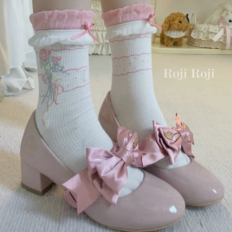 Roji Roji - Spring Floral - Sweet Cotton Lolita Ankle Socks