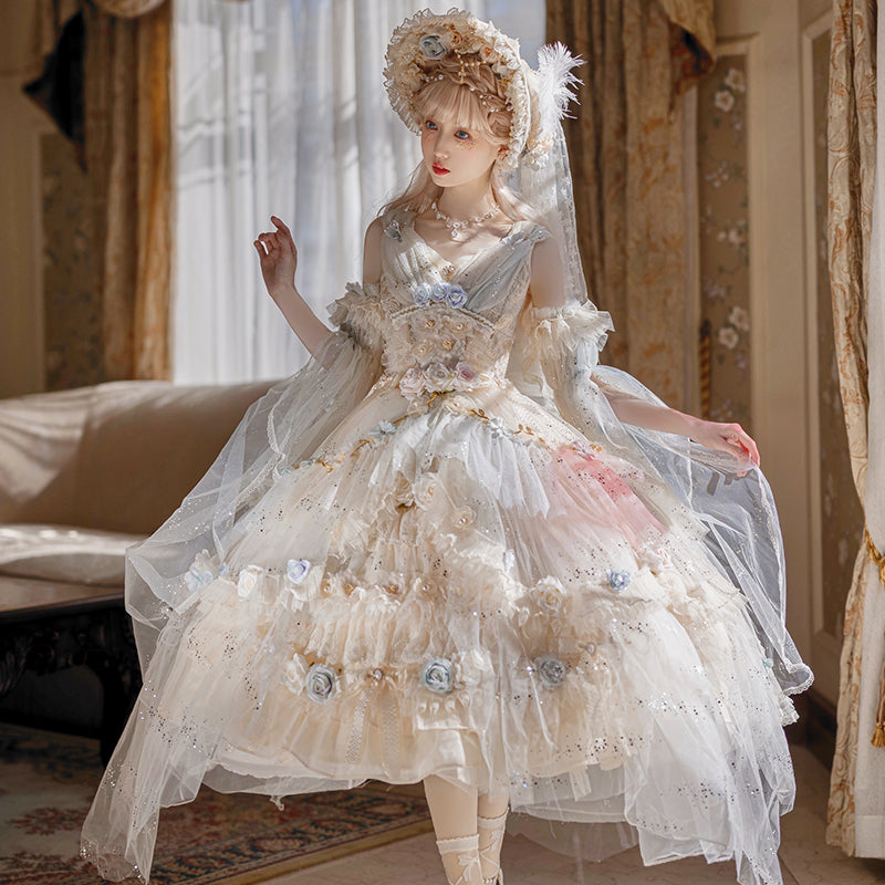 Cat Fairy - Flower Spirit - Elegant Lolita JSK Dress Summer Wedding Lolita JSK