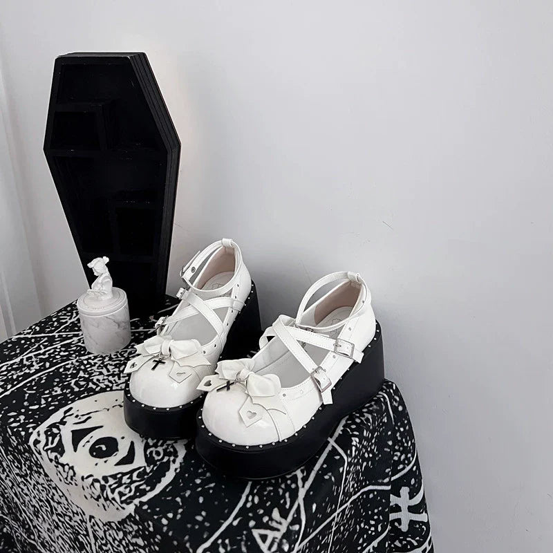 Bondora - Devil Cross - Punk Lolita Shoes Cross High Platforms Shoes