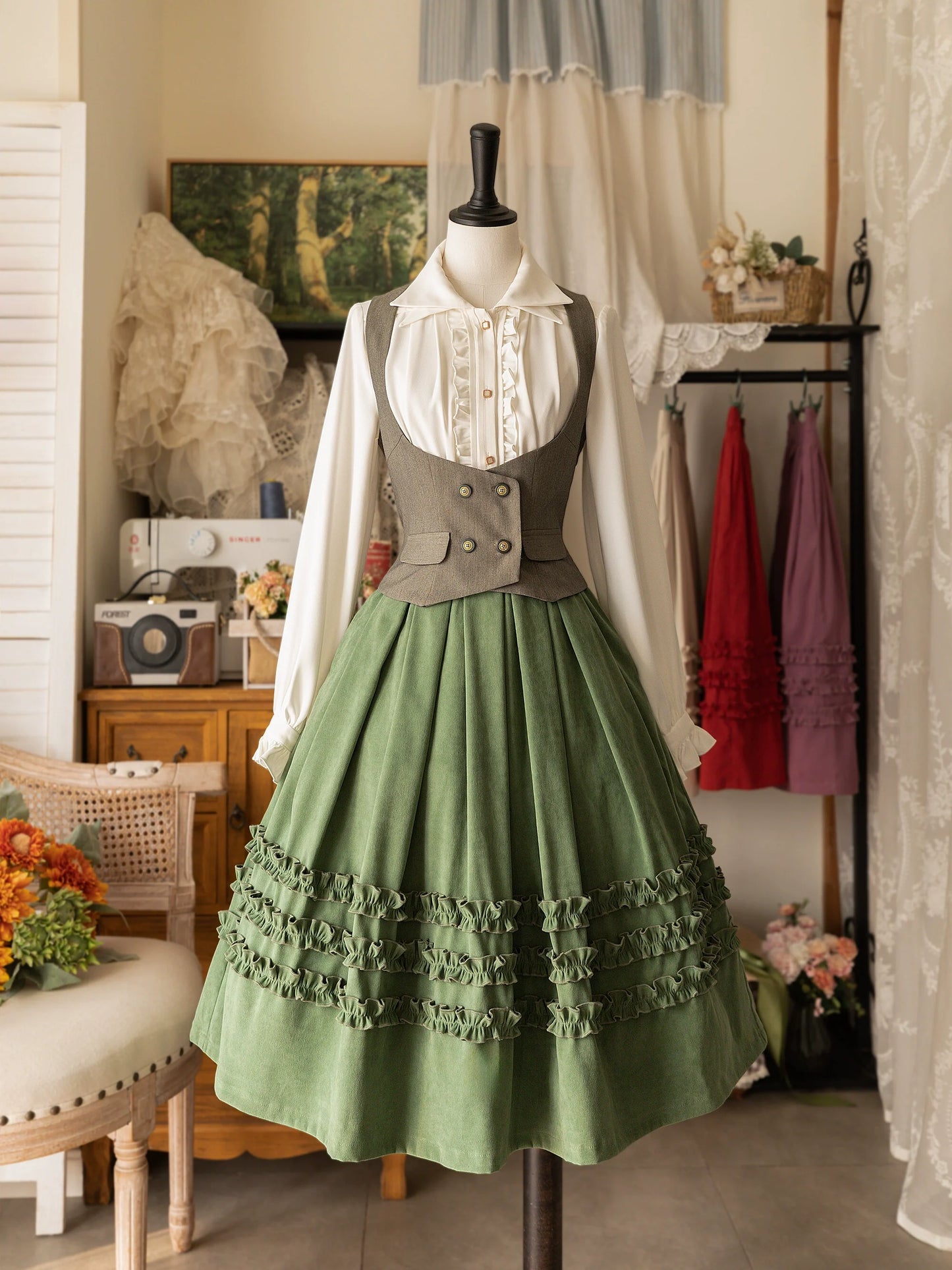 Forest Wardrobe - Forest Basket - Elegant Lolita Skirt Mushroom Edge Skirt Retro Classic