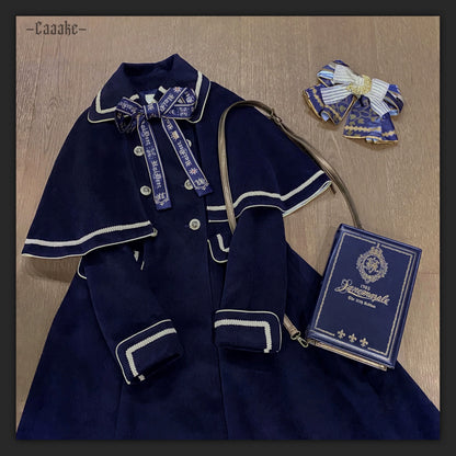 Unideer - Galaxy Traveler - Classic School Lolita Overcoat with Detachable Cape and Bow
