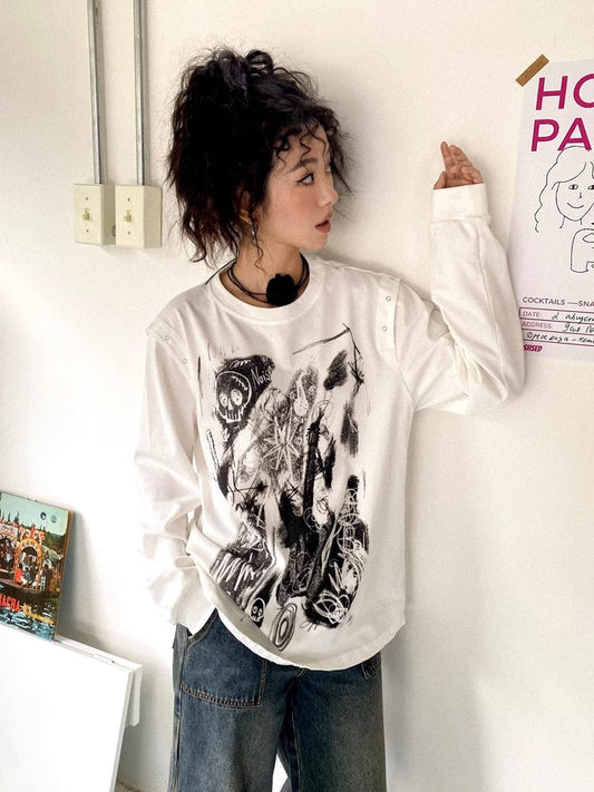 Punk white t-shirt【s0000010363】