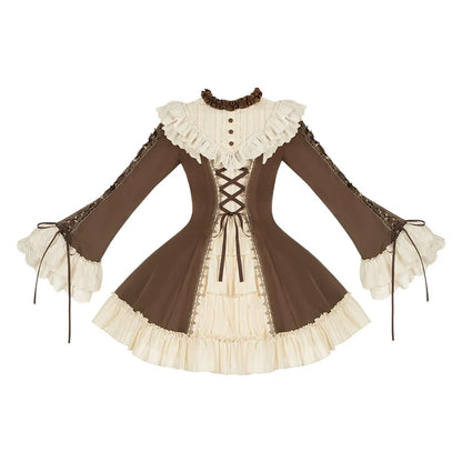 With PUJI - Walnut Box - Classic Lolita OP Dress Suit, Flared Sleeve