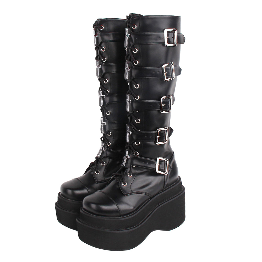 Angelic Imprint - J-fashion Punk Lolita Classic Black High Boots