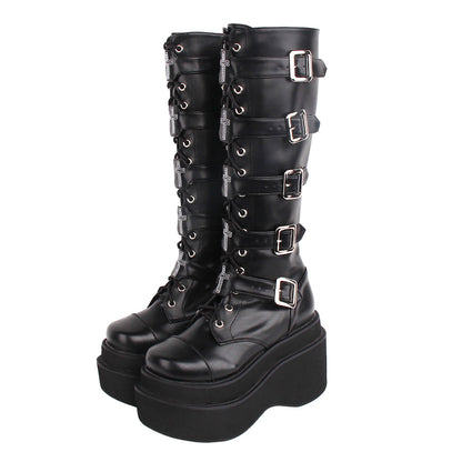 Angelic Imprint - J-fashion Punk Lolita Classic Black High Boots