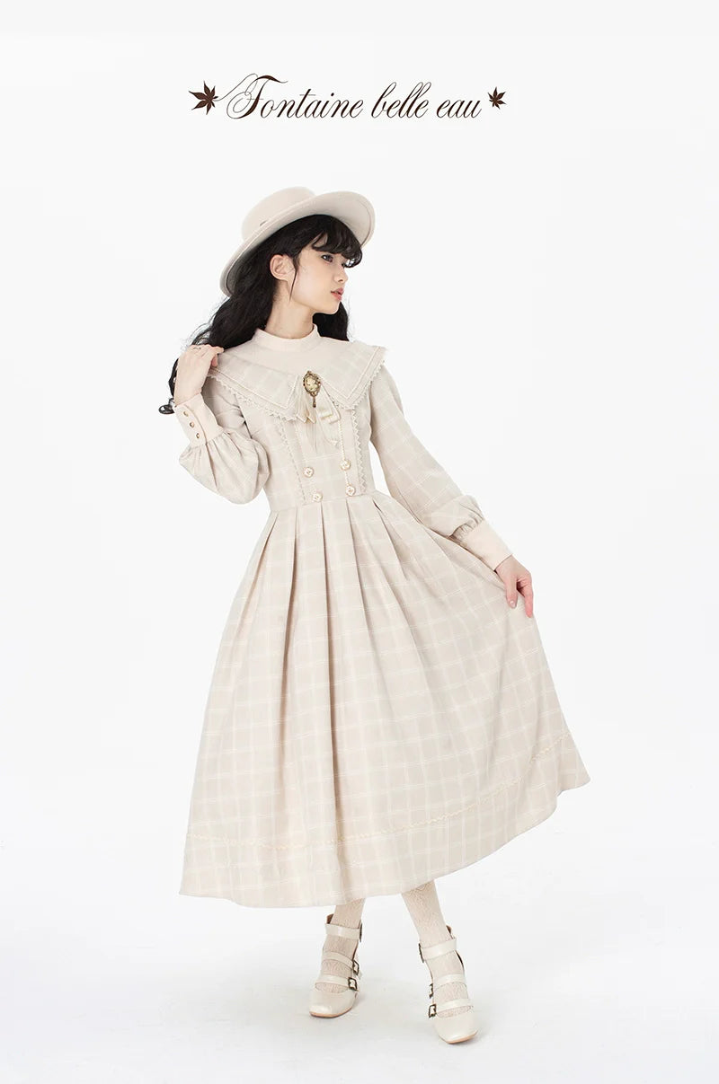 ZeeYe - Maple Dan Bai Lu - Classic Lolita Plaid Dress Long Sleeved OP