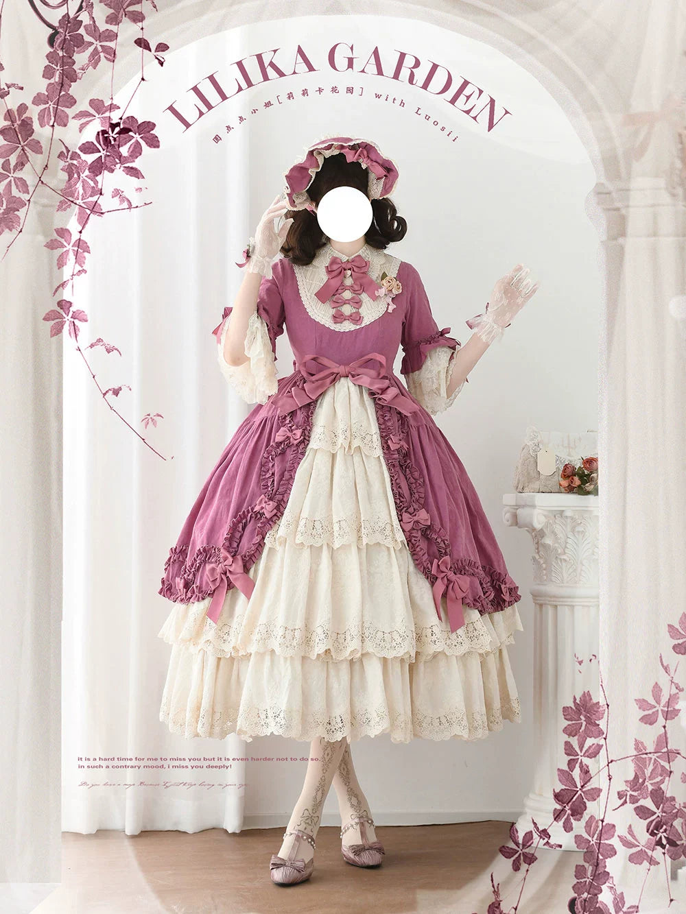 Miss Point - Lilyka Garden - Classic Lolita OP Dress Set Elegant Floral Wall Princess Sleeve