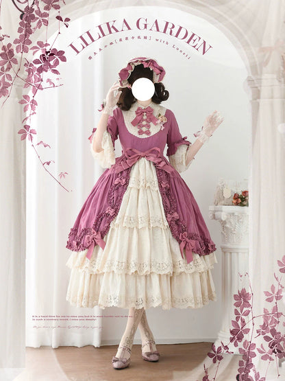 Miss Point - Lilyka Garden - Classic Lolita OP Dress Set Elegant Floral Wall Princess Sleeve
