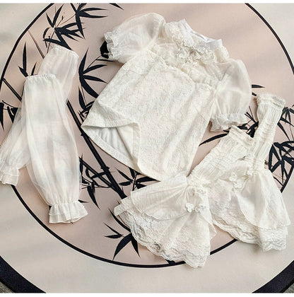 With PUJI - Moon Gauze - Qi Lolita Blouse Chinese Style Shirt