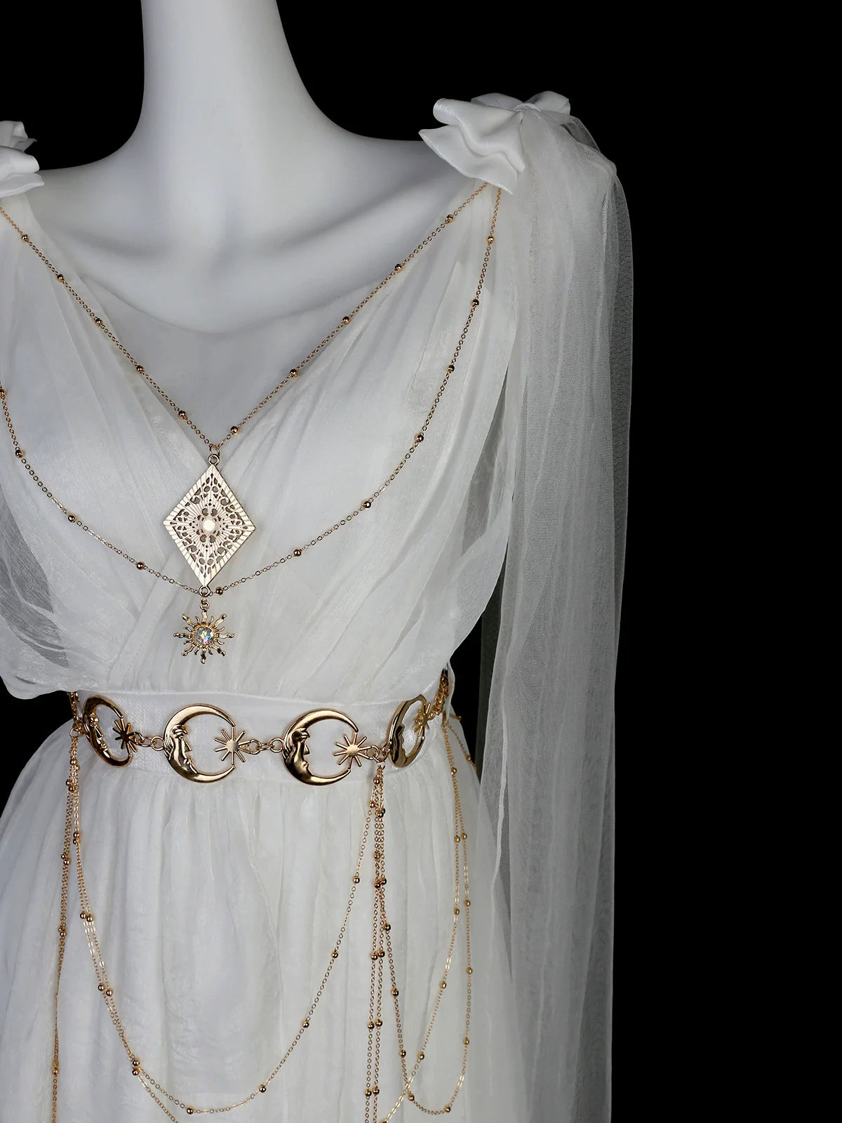 Cornfield Lolita - Divine - Elegant Greek Mythology Style Lolita JSK Irregular Hem White JSK Dress