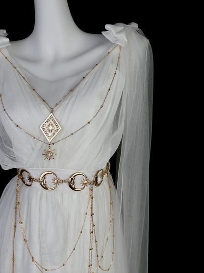 Cornfield Lolita - Divine - Elegant Greek Mythology Style Lolita JSK Irregular Hem White JSK Dress