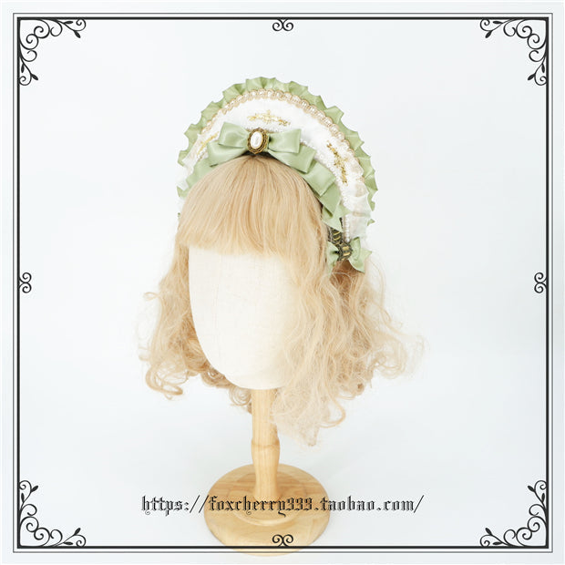 Fox Cherry - Elegant Grass Green Lolita Bow Headdress