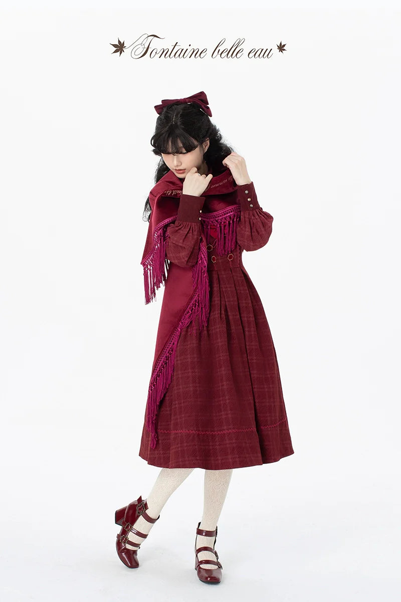 ZeeYe - Maple Dan Bai Lu - Classic Lolita Plaid Dress Long Sleeved OP