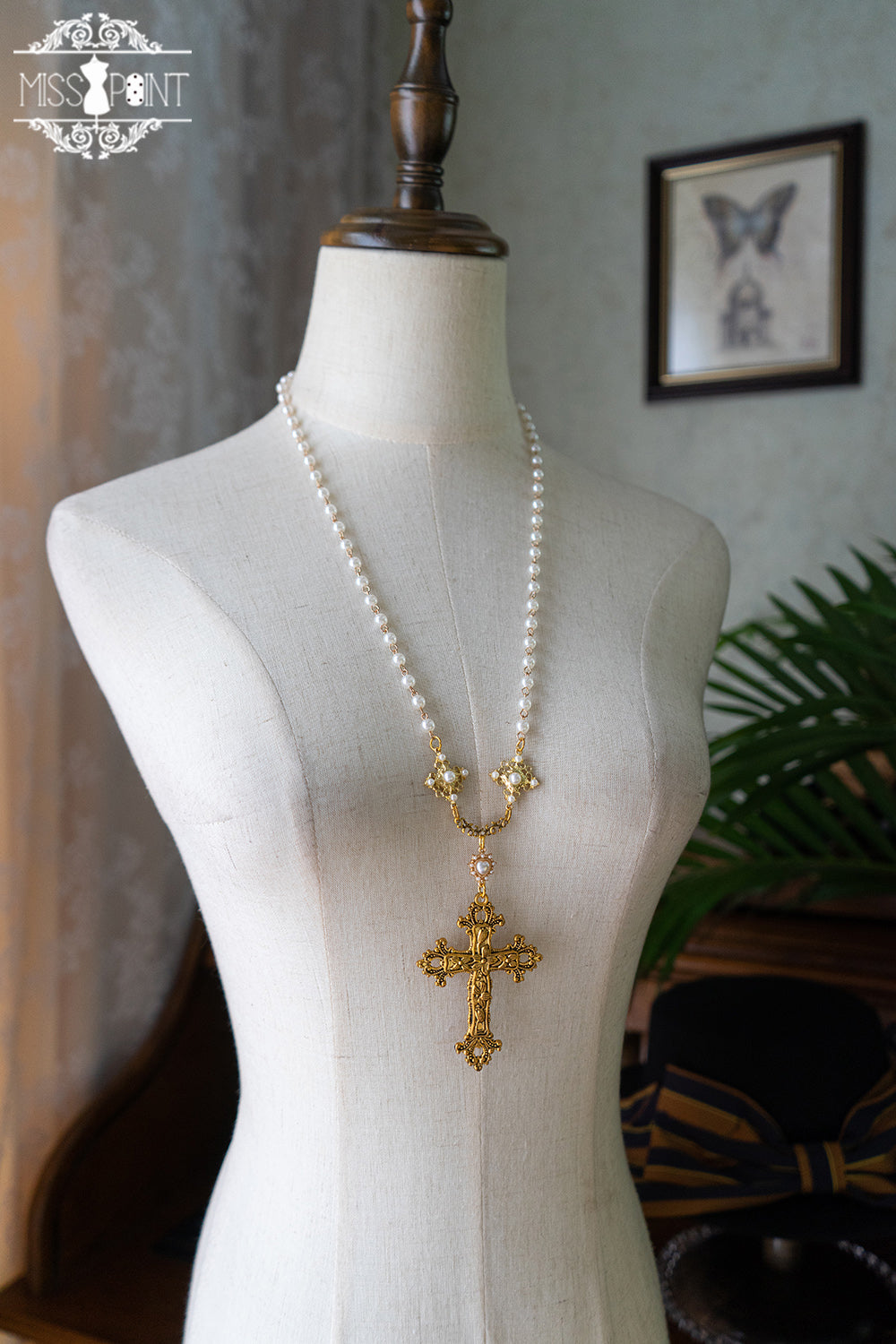 Miss Point - Stripped Lolita Headband Veil Hat Clip Necklace