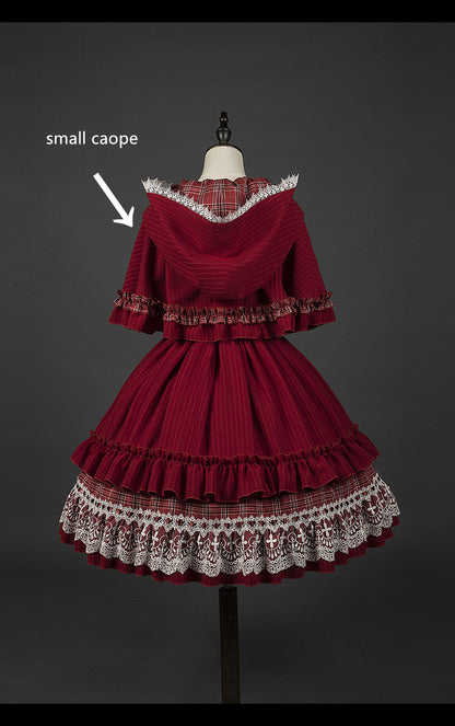 Youpairui - Little Red Riding Hood - Length Two-wear Hooded Lolita Cape