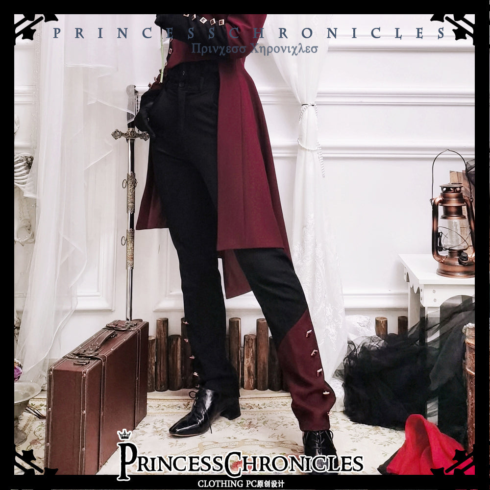 Princess Chronicles - Red and Black - Retro Ouji Lolita Handsome Black Pants