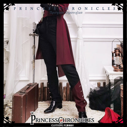 Princess Chronicles - Red and Black - Retro Ouji Lolita Handsome Black Pants