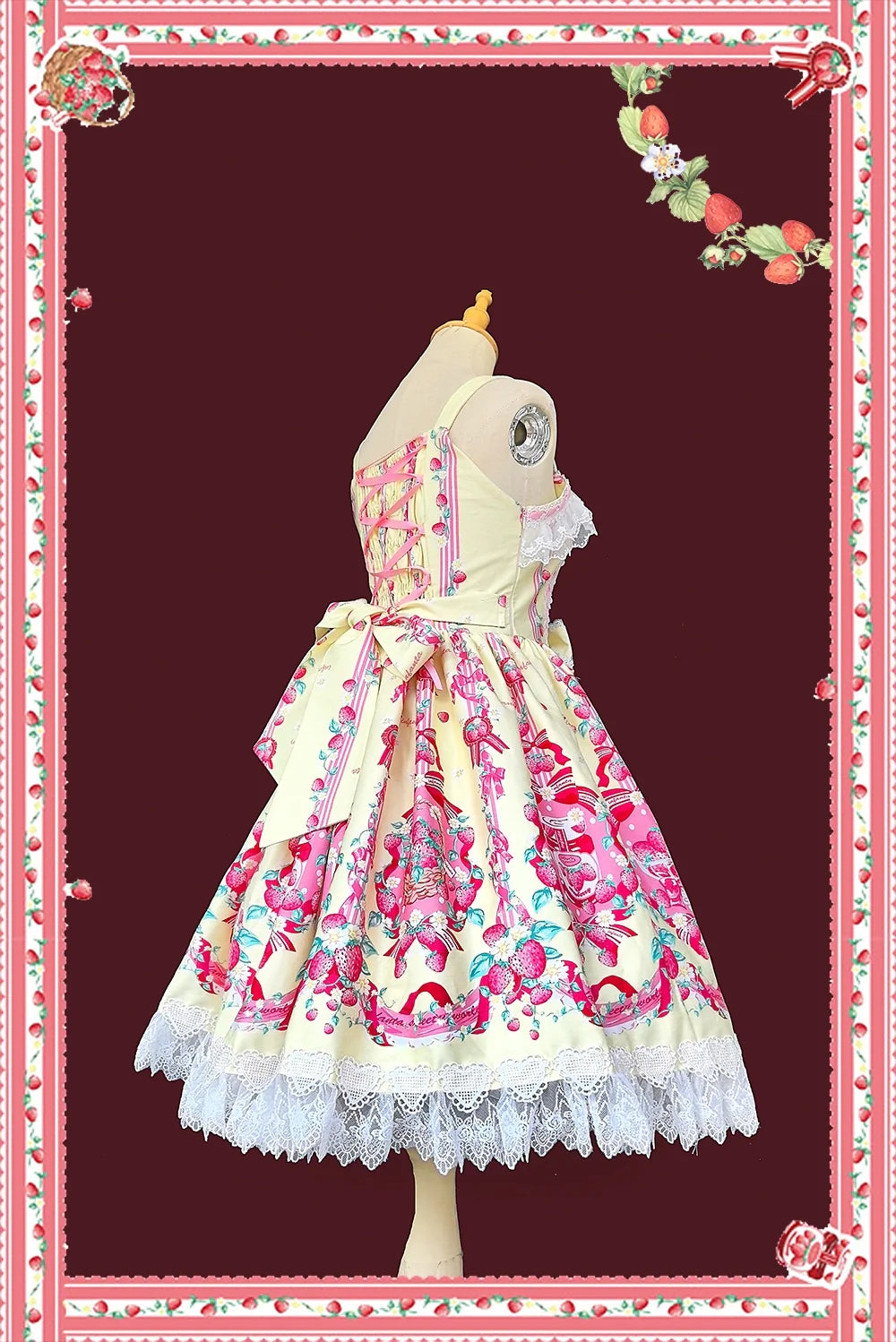 Infanta - Strawberry Culinary Maiden - Sweet Lolita JSK Dress With Strawberry Floral Print