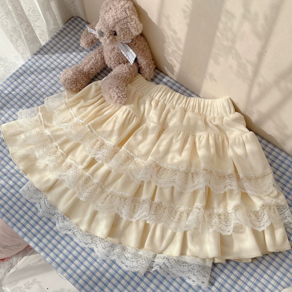 Sugar Girl - Kawaii Lolita Skirt Lace Cake Short SK