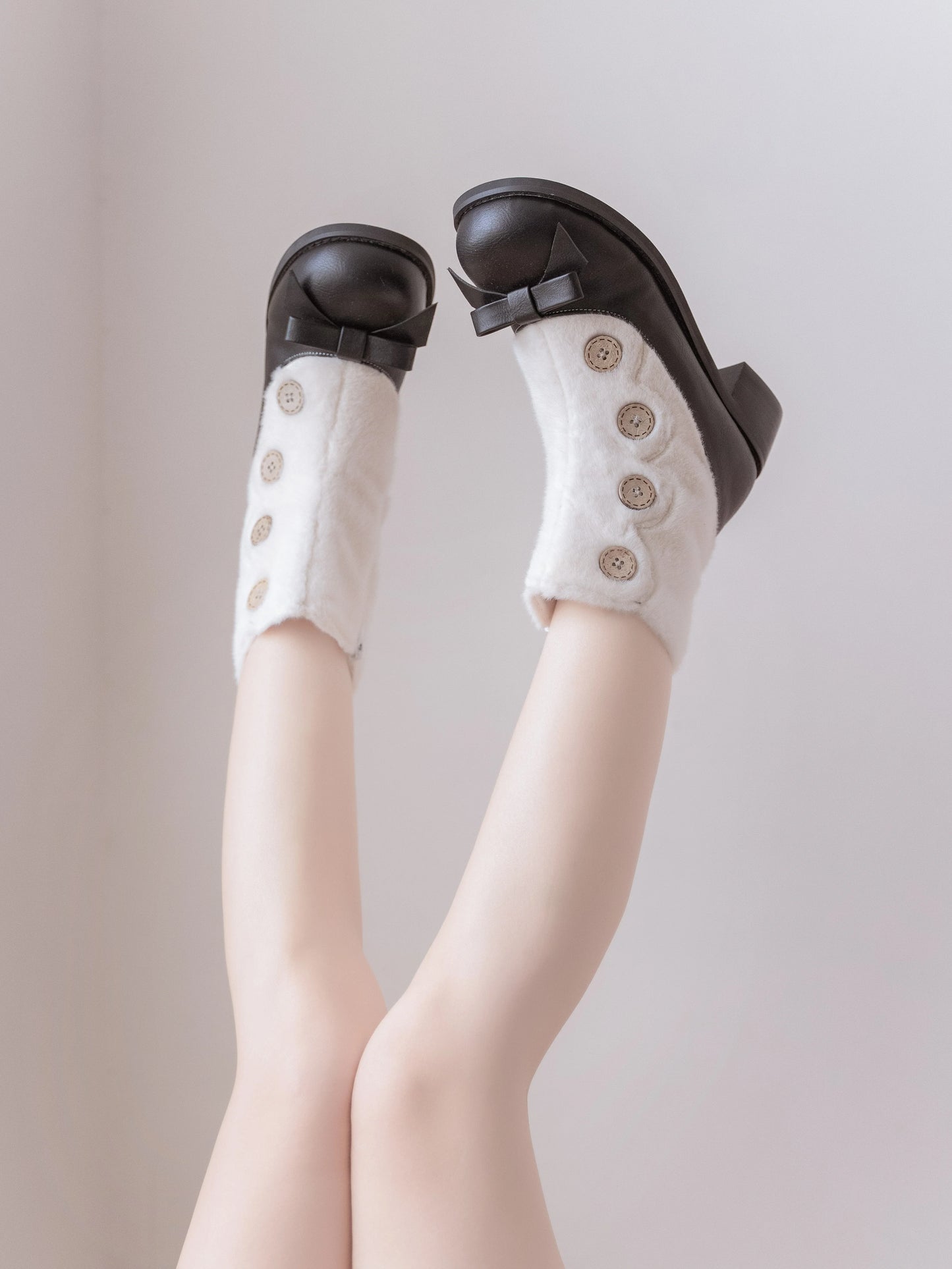 Dolly Doll - Winter Lolita Boots Fur Mary Jane Lolita Low Heel Shoes