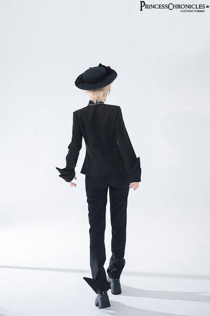 Princess Chronicles - Yan Ye - Ouji Lolita Black Shirt, Irregular Hem