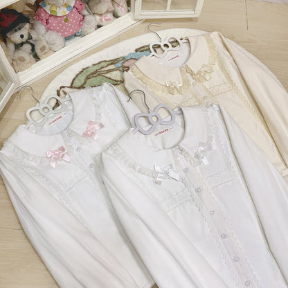 MIST - Grace Deer - Sweet Lolita Blouse with Peter Pan Collar and Long Sleeves
