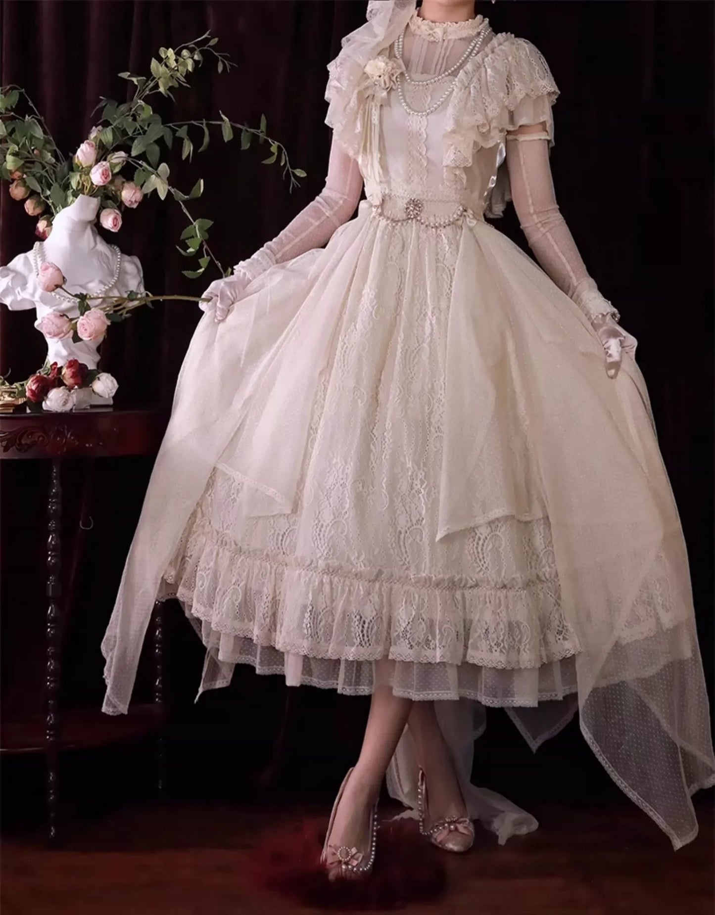 BittterSweet - Vintage Lolita OP Dress Old School Lace Long Dress