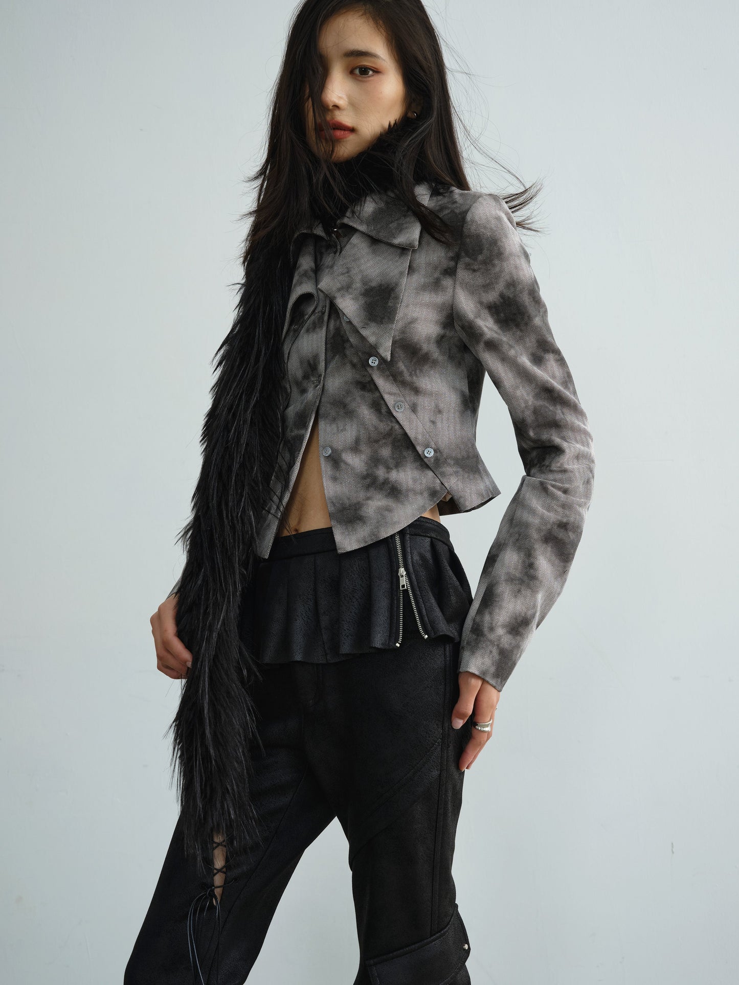 Fake Two-piece Tie-dye Double-collar Shirt Jacket