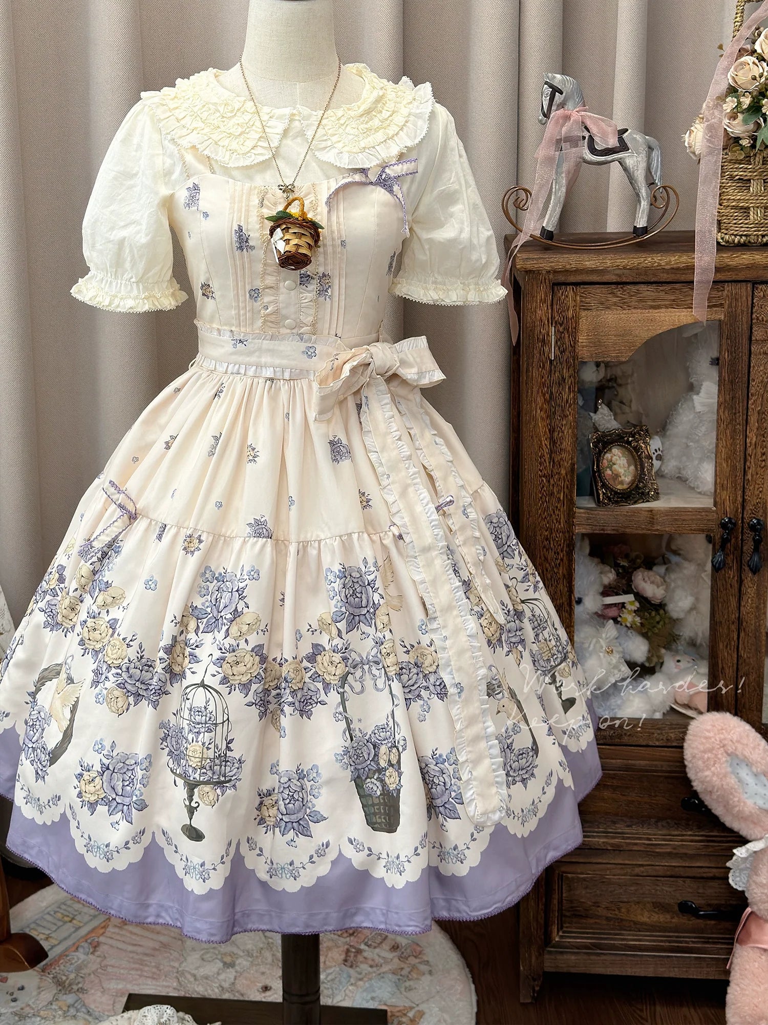 DreamWhale - Floral and Bird Series - Classic Lolita JSK Suit Floral Print Dress