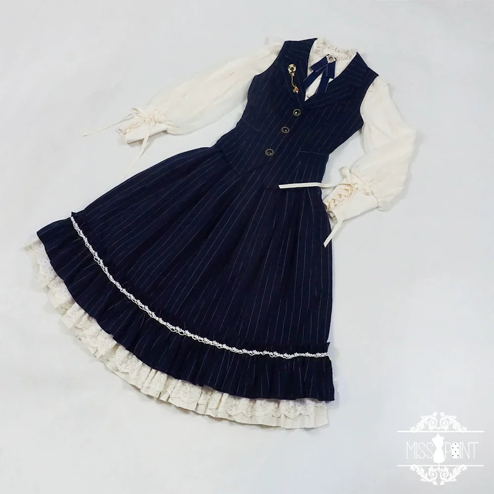 Miss Point - Rose Doll - Elegant Lolita Striped Fishbone Skirt