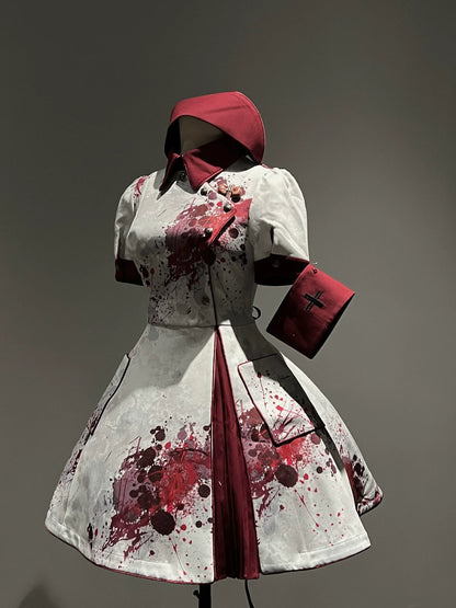 Your Highness - Iron Rose Black Mamba - Gothic Lolita OP Nurse Military Lolita Dress